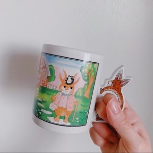 SOLD- Handsome Bunny Mug with Bunny Handle